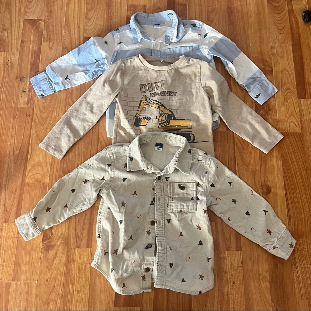Old Navy Kids Button Down Shirts - Blue, Beige, Cream